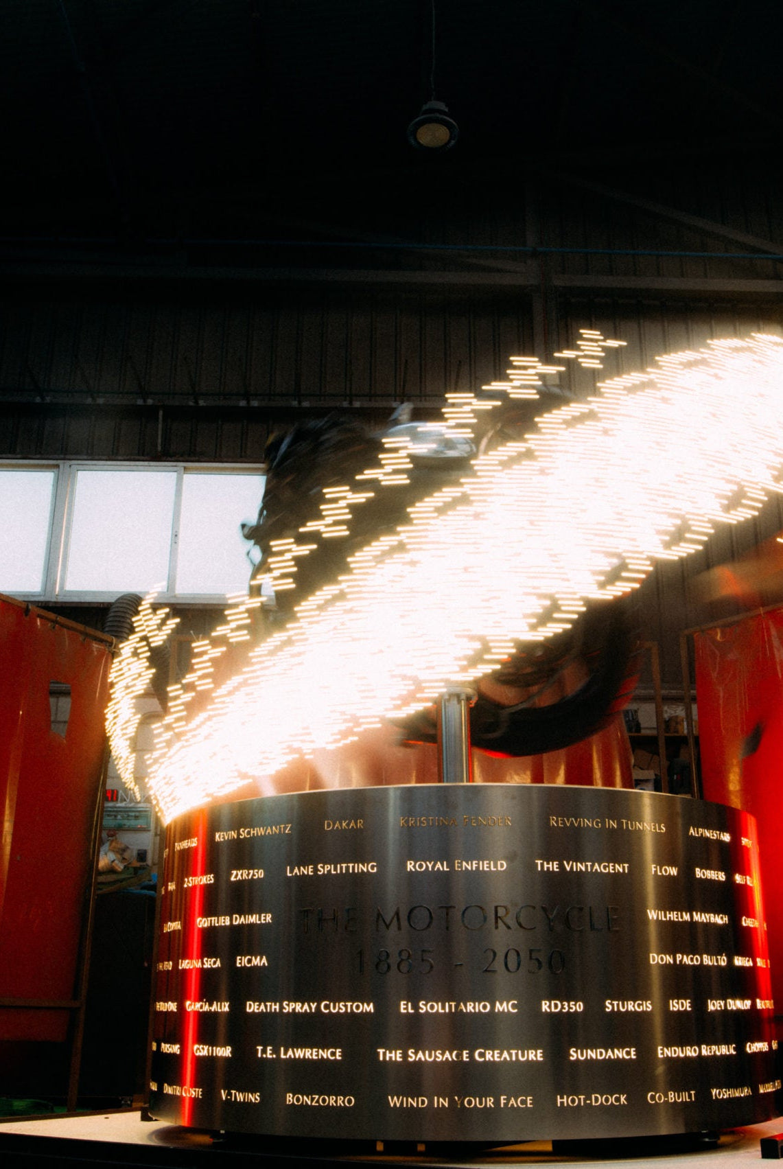 THE MOTORCYCLE 1885–2050 memorial installation by El Solitario MC