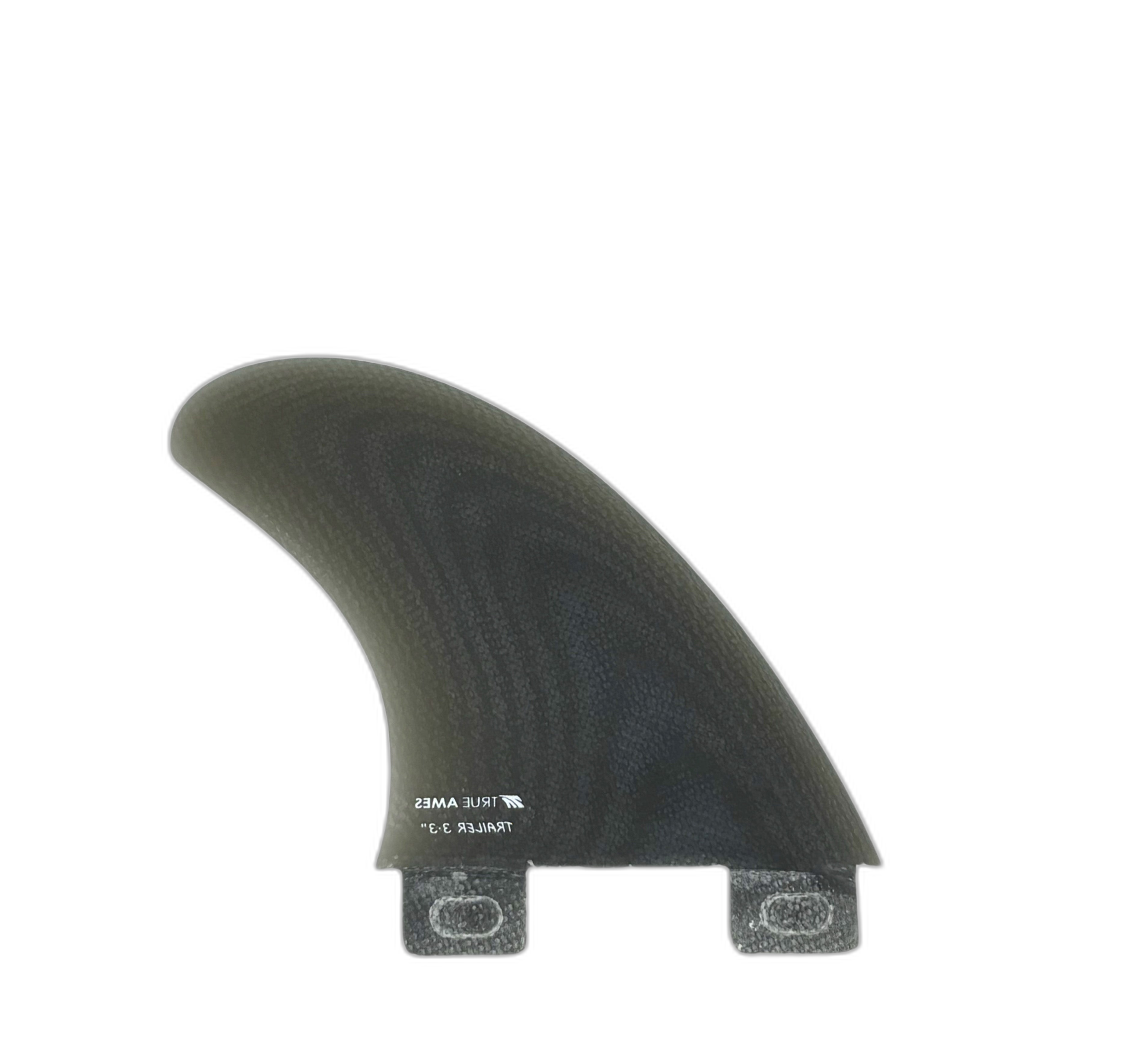 3.3" Trailer - FCS Compatible (Solid Fiberglass) surfboard fin in Smok by True Ames - Pemulis Water & Power