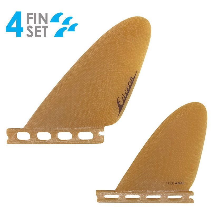 Ellis Ericson Feathers Quad - Futures Compatible (Solid Fiberglass) surfboard fin in Golden Hour by True Ames - Pemulis Water & Power