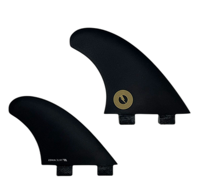 Album Quad - FCS Compatible (Solid Fiberglass) surfboard fin in Black by True Ames - Pemulis Water & Power