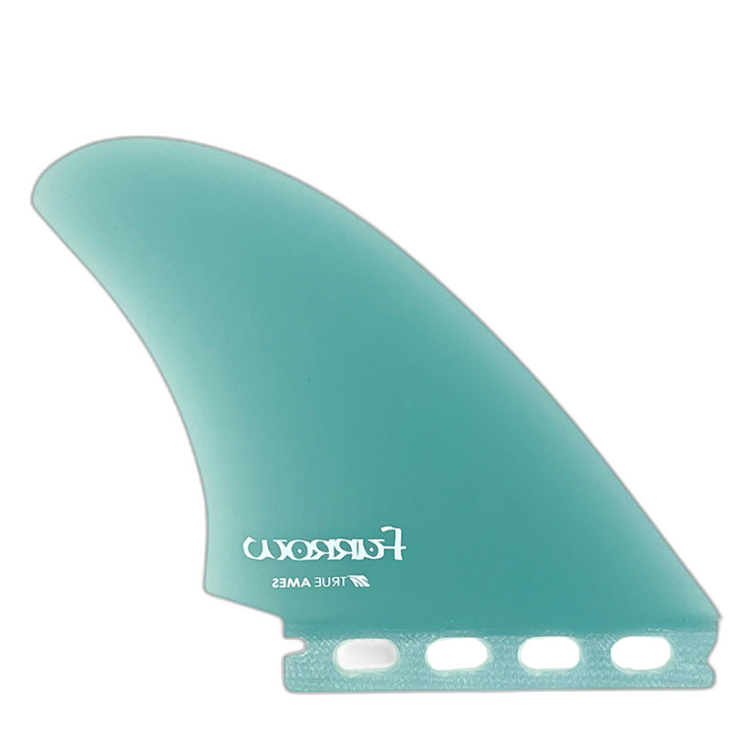Furrow High Aspect Twin - Futures Compatible (Solid Fiberglass) surfboard fin in Turquoise by True Ames - Pemulis Water & Power
