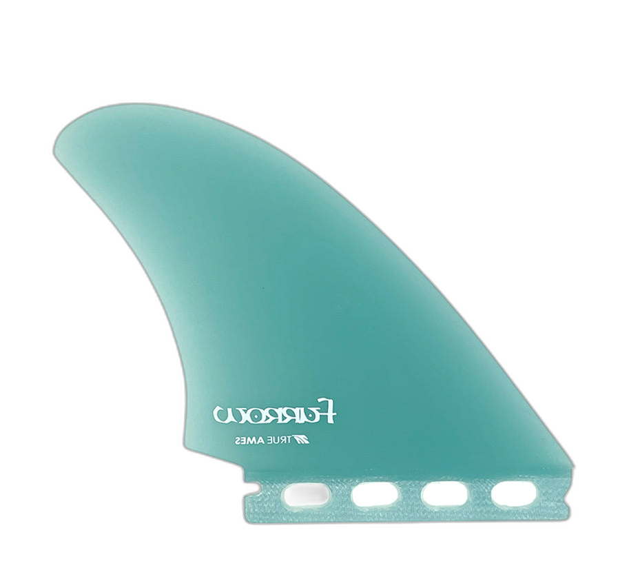 Furrow High Aspect Twin - Futures Compatible (Solid Fiberglass) surfboard fin in Turquoise by True Ames - Pemulis Water & Power