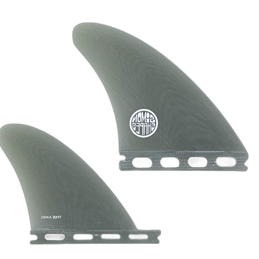 John Simon Quad Type I - Futures Compatible (Solid Fiberglass) surfboard fin in Smoke by True Ames - Pemulis Water & Power