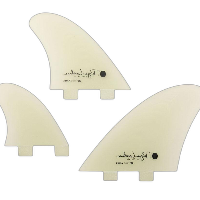 Lovelace Asymmetrical Goofy - FCS Compatible (Solid Fiberglass) surfboard fin in Clear by True Ames - Pemulis Water & Power