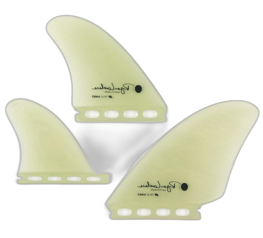 Lovelace Asymmetrical Goofy - Futures Compatible (Solid Fiberglass) surfboard fin in Clear by True Ames - Pemulis Water & Power