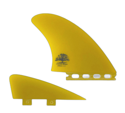 Mackie Big Twin + Trailer - Futures / FCS Compatible (Solid Fiberglass) surfboard fin in Yel by True Ames - Pemulis Water & Power