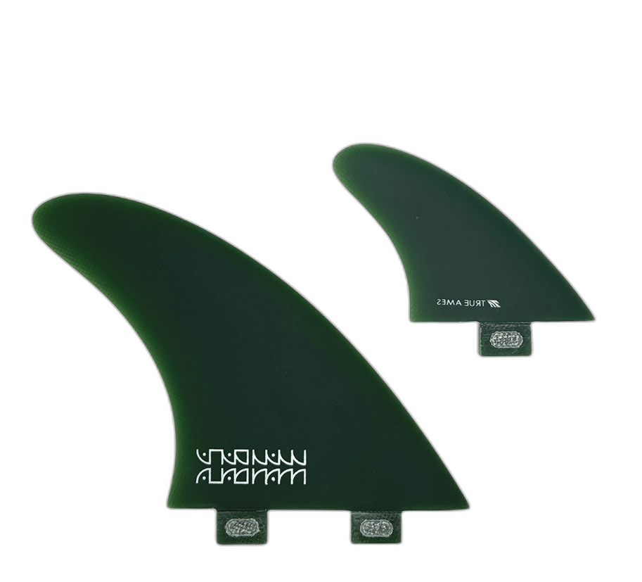 Mandala Twinzer - FCS Compatible (Solid Fiberglass) surfboard fin in Green by True Ames - Pemulis Water & Power