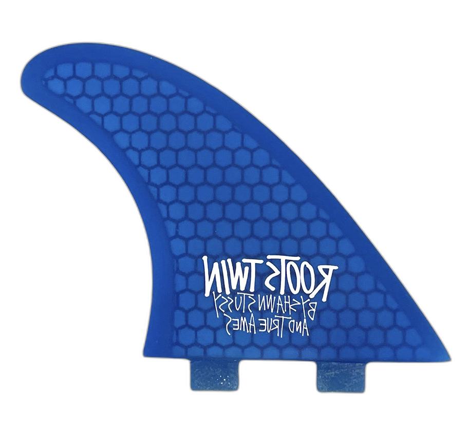 Stüssy Roots Twin - FCS Compatible (Hexcore) surfboard fin in Blue by True Ames - Pemulis Water & Power