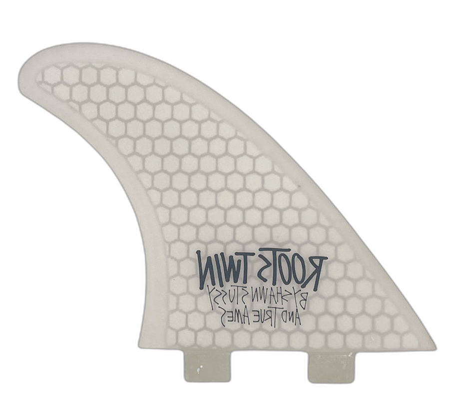 Stüssy Roots Twin - FCS Compatible (Hexcore) surfboard fin in Clear by True Ames - Pemulis Water & Power