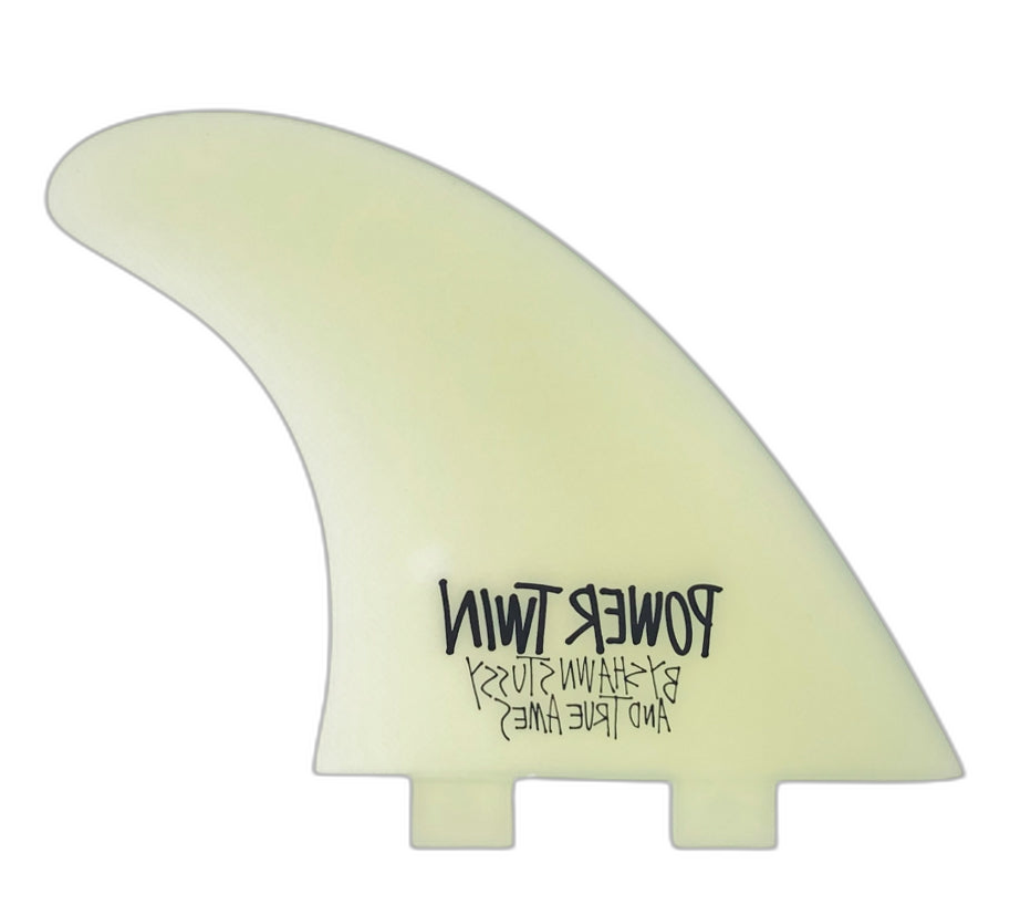 Stüssy Power Twin - FCS Compatible (Solid Fiberglass) surfboard fin in Clr by True Ames - Pemulis Water & Power