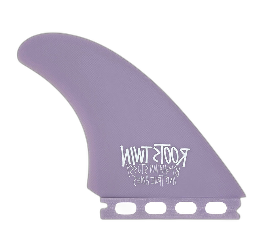 Stüssy Roots Twin - Futures Compatible (Solid Fiberglass) surfboard fin in Pur by True Ames - Pemulis Water & Power