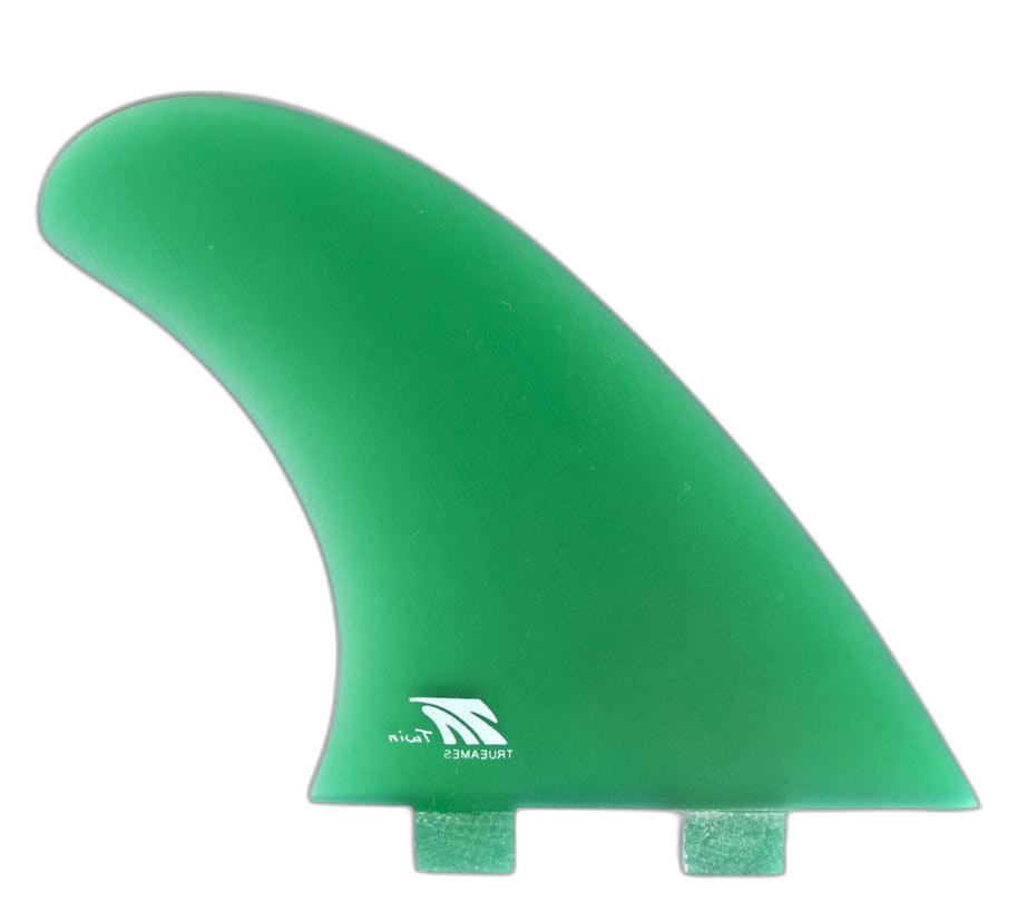 TA Twin - FCS Compatible (Solid Fiberglass) surfboard fin in Green by True Ames - Pemulis Water & Power