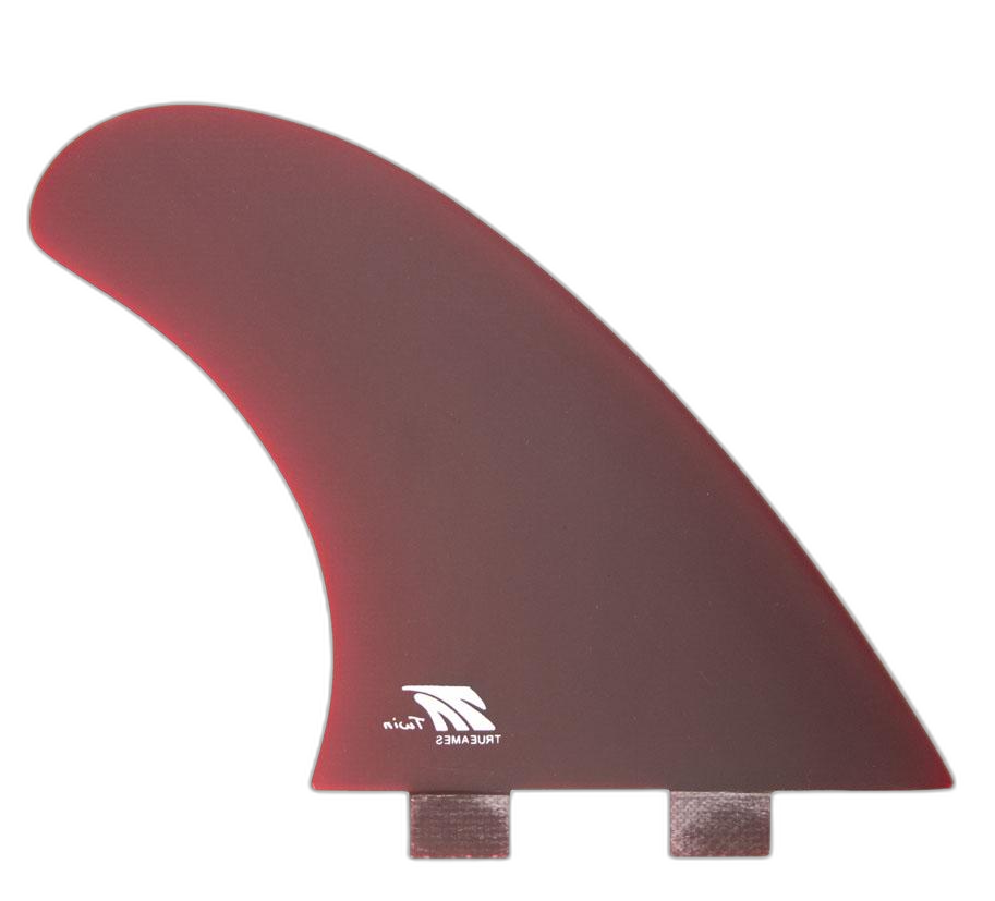 TA Twin - FCS Compatible (Solid Fiberglass) surfboard fin in Red by True Ames - Pemulis Water & Power