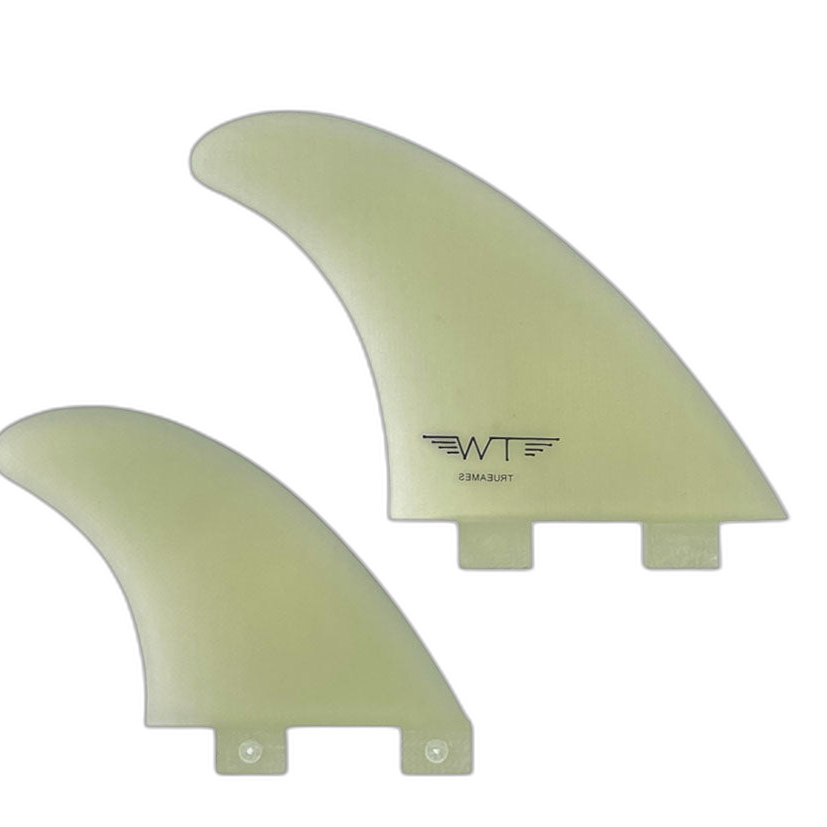 Tyler Warren Quad - FCS Compatible (Solid Fiberglass) surfboard fin in Clear by True Ames - Pemulis Water & Power