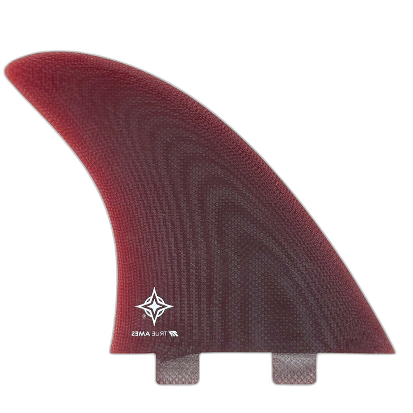 Wayne Rich Twins - FCS Compatible (Solid Fiberglass) surfboard fin in Red by True Ames - Pemulis Water & Power