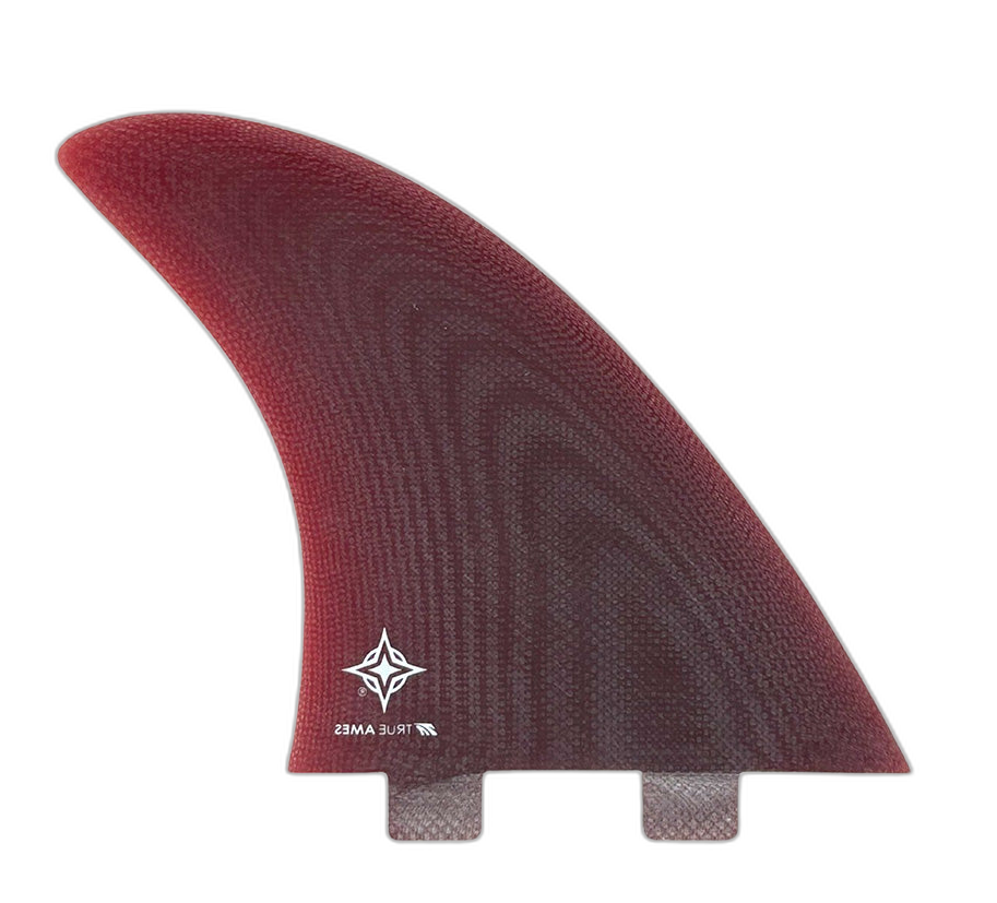 Wayne Rich Twins - FCS Compatible (Solid Fiberglass) surfboard fin in Red by True Ames - Pemulis Water & Power