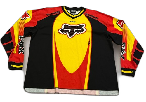 Vintage Fox Racing yellow and blue motocross jersey