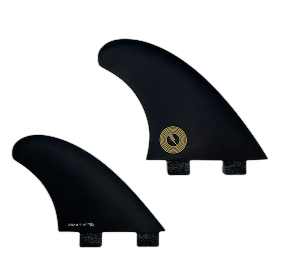Album Quad - FCS Compatible (Solid Fiberglass) surfboard fin in Black by True Ames - Pemulis Water & Power