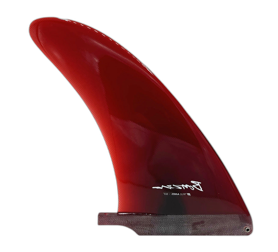 Bonzer 8.0" surfboard fin in Red by True Ames - Pemulis Water & Power