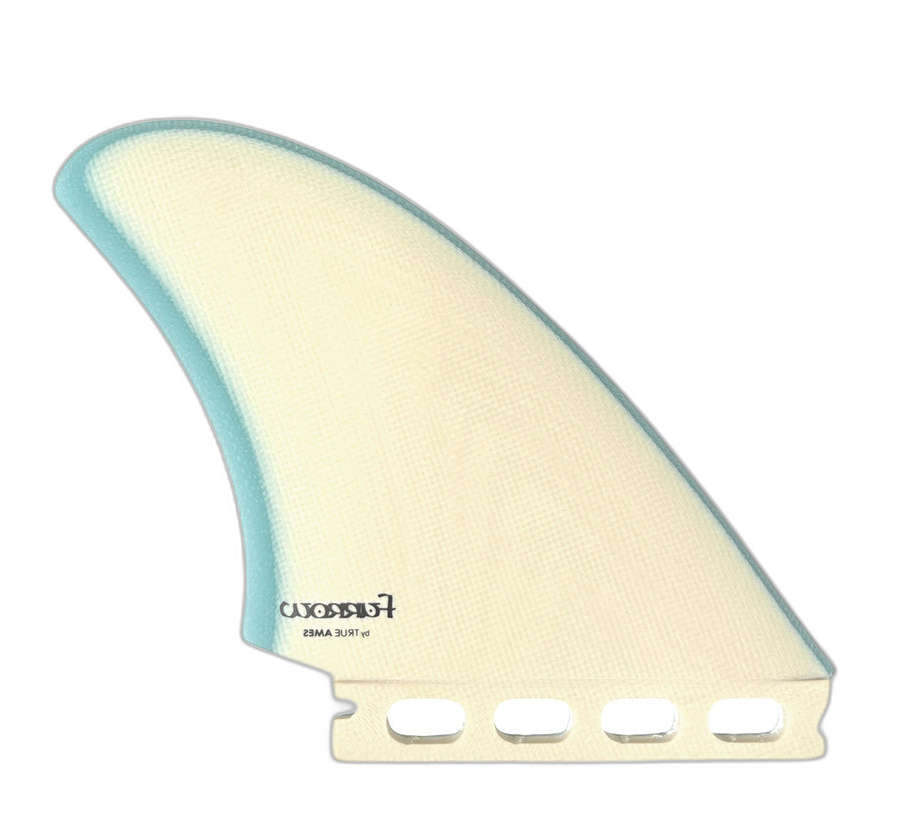 Furrow High Aspect Twin - Futures Compatible (Solid Fiberglass) surfboard fin in Turquoise by True Ames - Pemulis Water & Power
