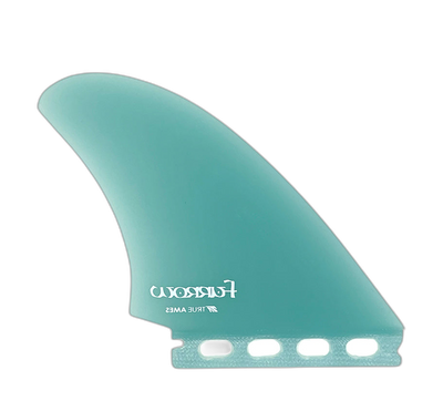 Furrow High Aspect Twin - Futures Compatible (Solid Fiberglass) surfboard fin in Turquoise by True Ames - Pemulis Water & Power