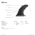 Gato Heroi Killer Fin specs diagram - upright template for crisp tail release