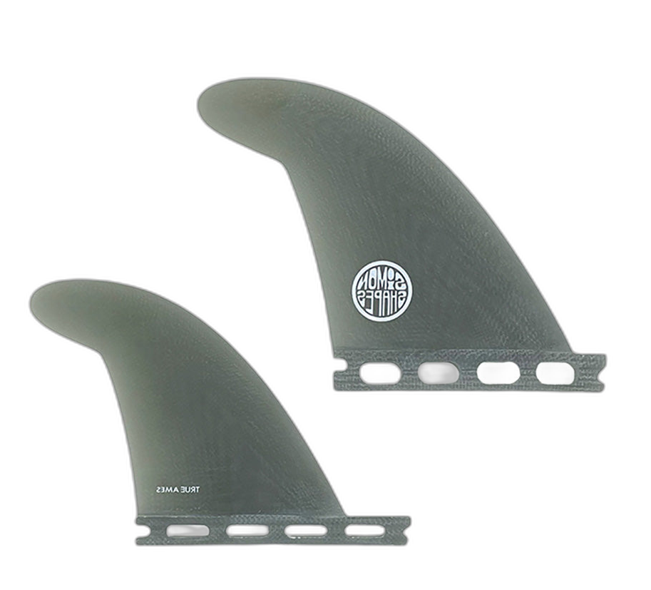 John Simon Quad Type II - Futures Compatible (Solid Fiberglass) surfboard fin in Smoke by True Ames - Pemulis Water & Power
