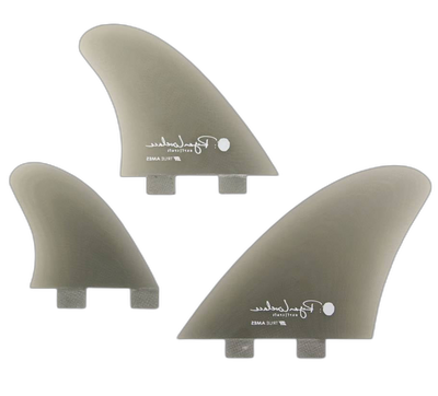 Lovelace Asymmetrical Goofy - FCS Compatible (Solid Fiberglass) surfboard fin in Smoke by True Ames - Pemulis Water & Power