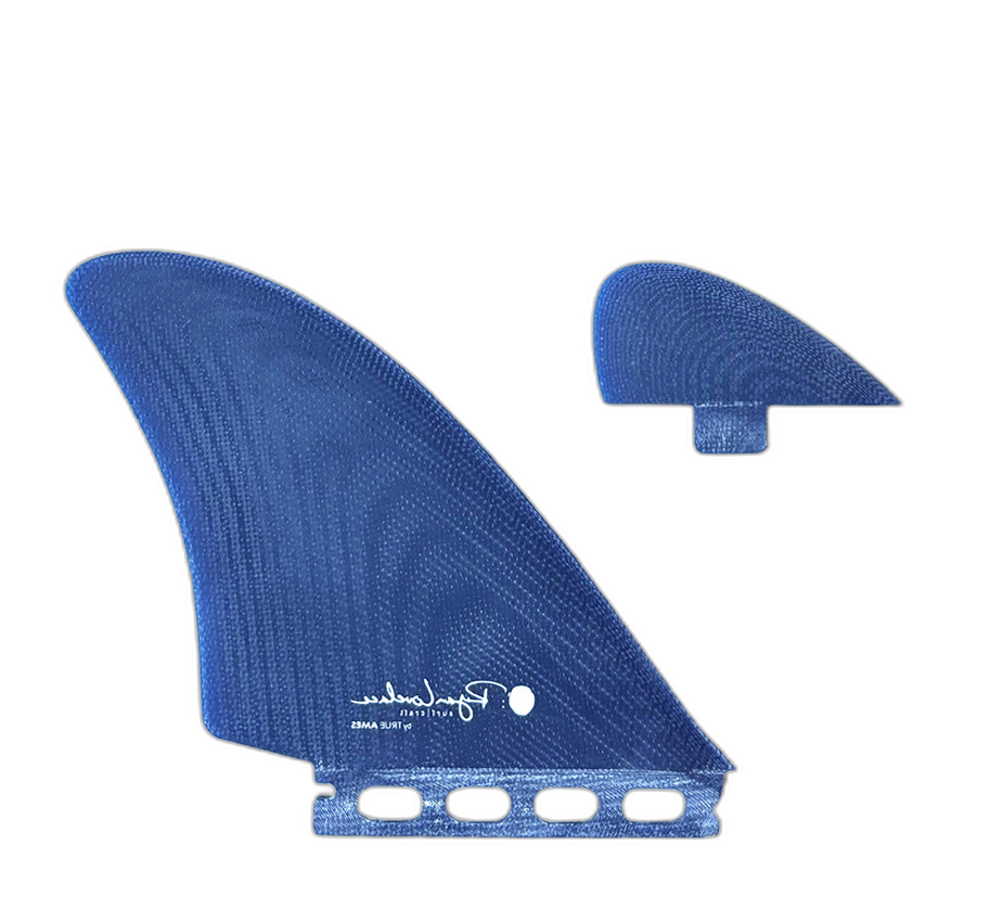 Lovelace FM Twinzer - FCS / Futures Compatible (Solid Fiberglass) surfboard fin in Blue by True Ames - Pemulis Water & Power