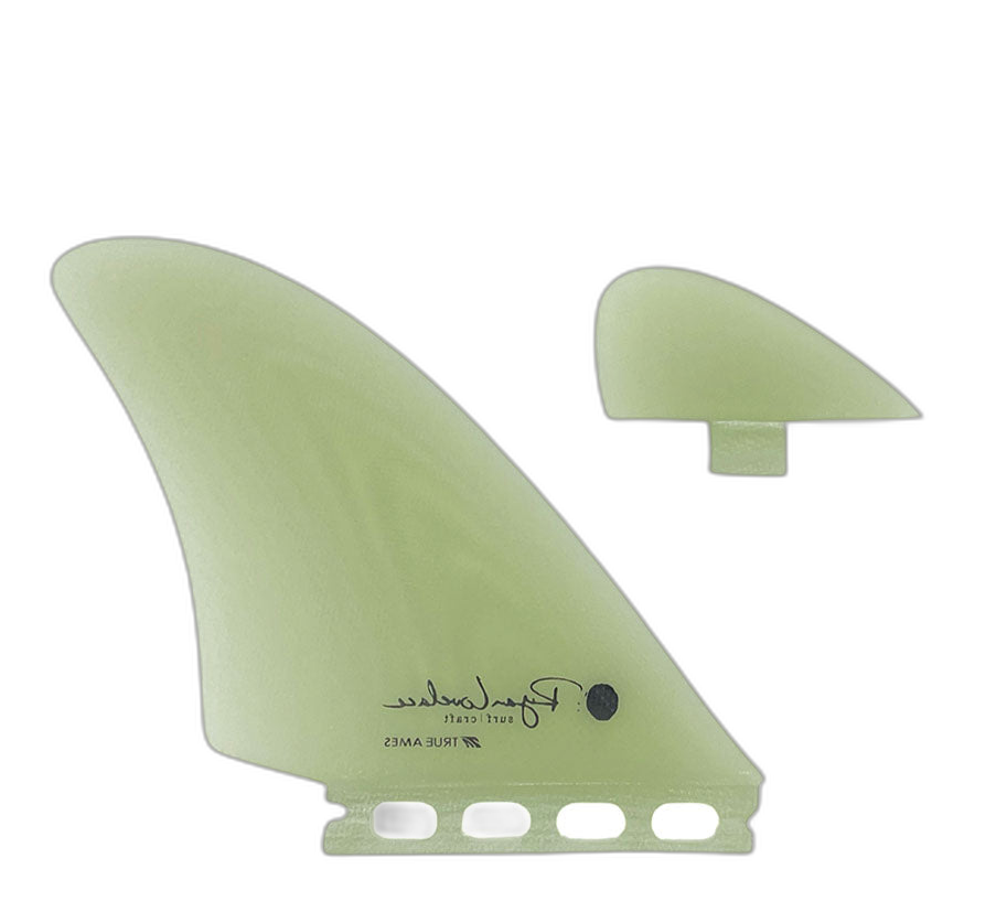 Lovelace FM Twinzer - FCS / Futures Compatible (Solid Fiberglass) surfboard fin in Clear by True Ames - Pemulis Water & Power