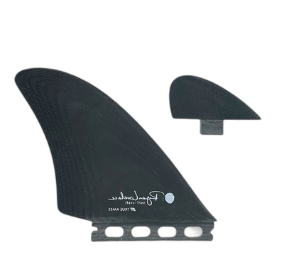 Lovelace FM Twinzer - FCS / Futures Compatible (Solid Fiberglass) surfboard fin in Black by True Ames - Pemulis Water & Power