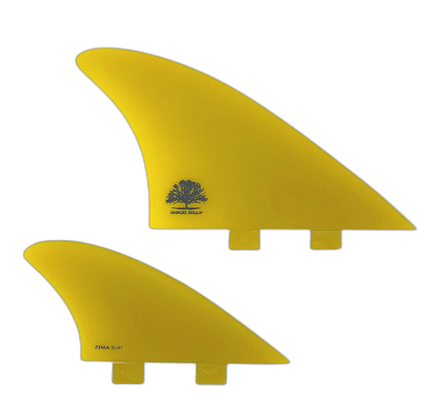 Mackie Quad - FCS Compatible (Solid Fiberglass) surfboard fin in Yel by True Ames - Pemulis Water & Power