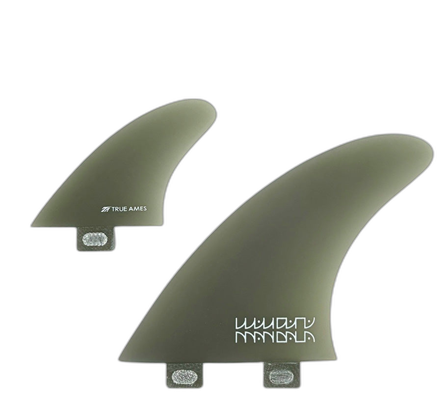 Mandala Twinzer - FCS Compatible (Solid Fiberglass) surfboard fin in smoke - twinzer fins by True Ames at Pemulis Water & Power