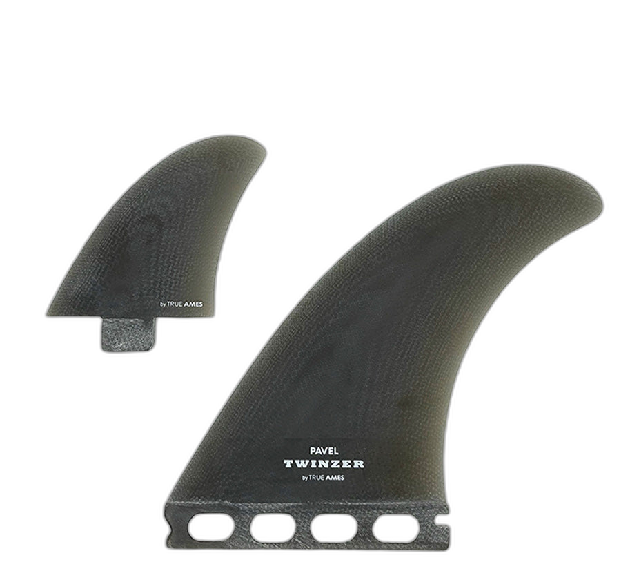 Pavel Twinzer - FCS / Futures Compatible (Solid Fiberglass) surfboard fin in smoke - twinzer fins by True Ames at Pemulis Water & Power