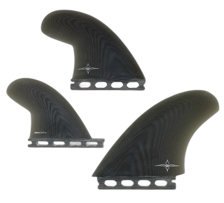 Ryan Burch Asymmetrical Goofy - Futures Compatible (Solid Fiberglass) surfboard fin in Smk by True Ames - Pemulis Water & Power