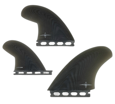 Ryan Burch Asymmetrical Regular - Futures Compatible (Solid Fiberglass) surfboard fin in Smk by True Ames - Pemulis Water & Power (transparent)