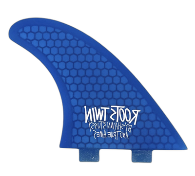 Stüssy Roots Twin - FCS Compatible (Hexcore) surfboard fin in Blue by True Ames - Pemulis Water & Power