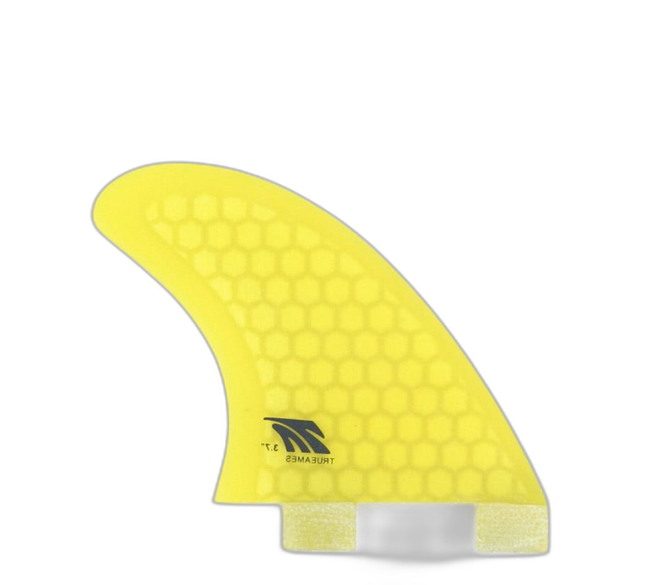 Side Bite 3.7 - FCS Compatible (Hexcore) surfboard fin in Yellow Hexcore by True Ames - Pemulis Water & Power