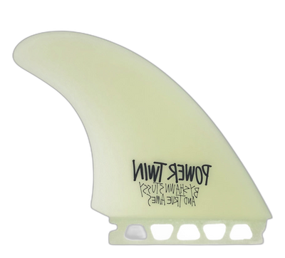 Stüssy Power Twin - Futures Compatible (Solid Fiberglass) surfboard fin in Clr by True Ames - Pemulis Water & Power