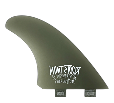Stüssy Roots Twin - FCS Compatible (Solid Fiberglass) surfboard fin in Smoke by True Ames - Pemulis Water & Power