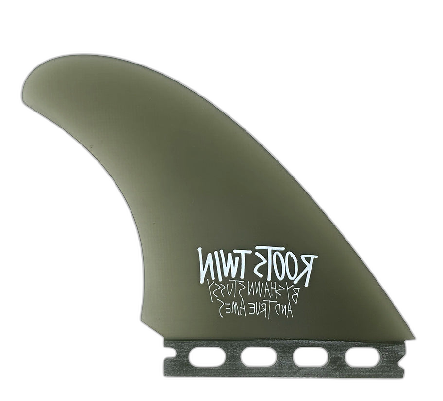 Stüssy Roots Twin - Futures Compatible (Solid Fiberglass) surfboard fin in Smoke by True Ames - Pemulis Water & Power