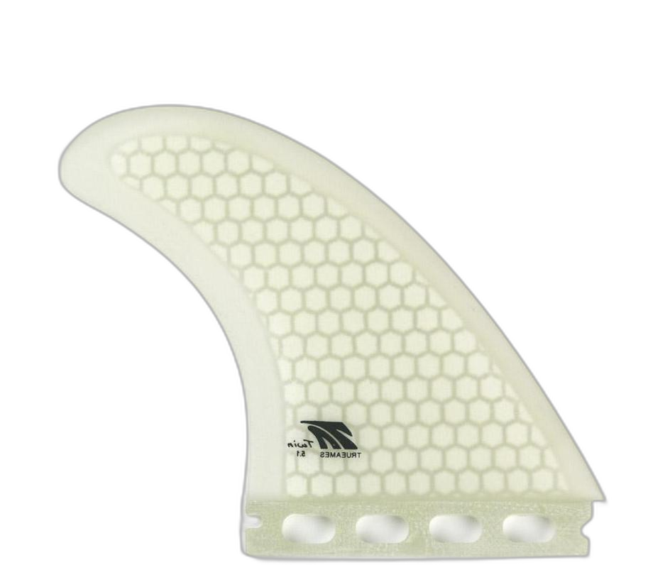 TA Twin 5.1 - Futures Compatible (Hexcore) surfboard fin in Clear Hexcore by True Ames - Pemulis Water & Power