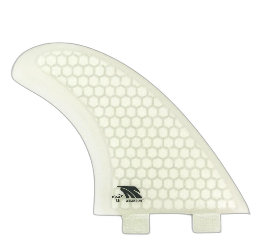 TA Twin 5.1 - FCS Compatible (Hexcore) surfboard fin in Clear Hexcore by True Ames - Pemulis Water & Power