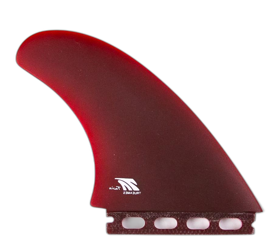 TA Twin - Futures Compatible (Solid Fiberglass) surfboard fin in Red by True Ames - Pemulis Water & Power