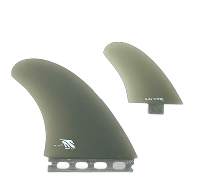 TA Twinzer - FCS / Futures Compatible (Solid Fiberglass) surfboard fin in Smk by True Ames - Pemulis Water & Power