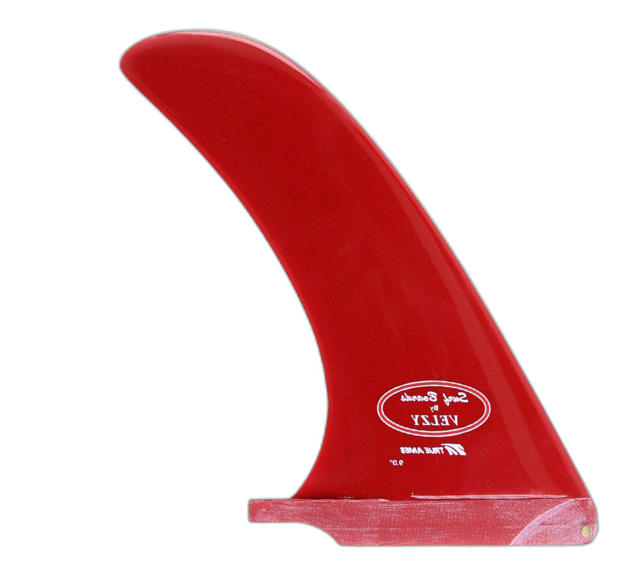 Velzy Noserider surfboard fin in Solid Red by True Ames - Pemulis Water & Power
