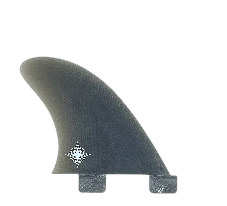 Wayne Rich Side Bites 3.4" - FCS Compatible (Solid Fiberglass) surfboard fin in Smk by True Ames - Pemulis Water & Power